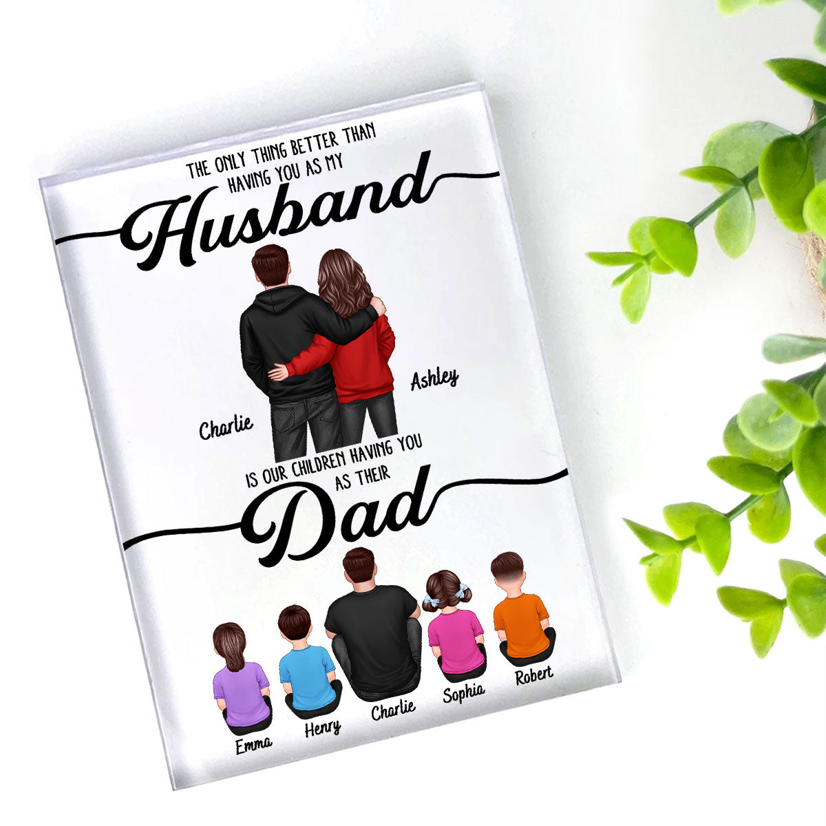 To My Husband Couple, Dad & Kids Personalized Acrylic Block, Father's Day gift for Husband