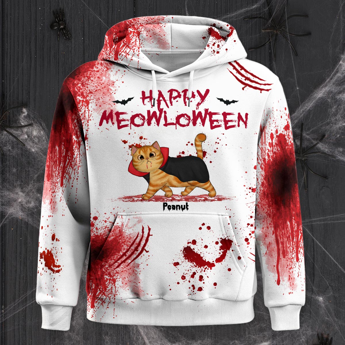 Happy Meowloween Spooky Walking Cat Personalized Hoodie, Halloween Costume For Cat Lover