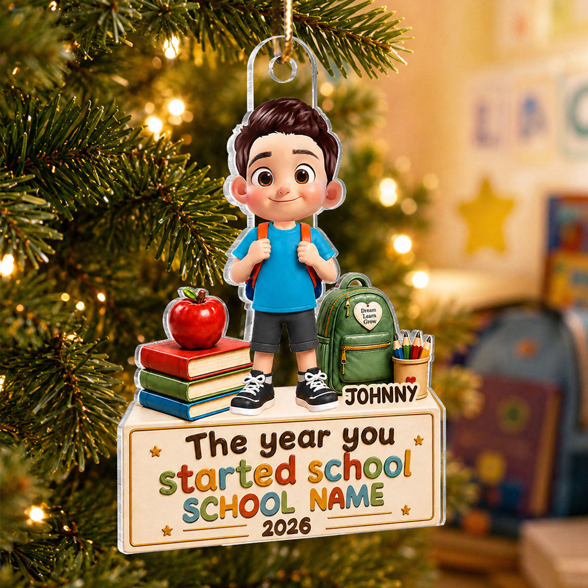 The Year You Started School - Personalized Acrylic Ornament - First Day of School Keepsake, School Starter Gift For Little Boy, Girl