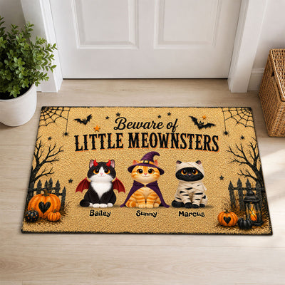 Spooky Halloween Beware of Little Cats Meownsters - Personalized Doormat - Halloween Gift For Cat Lovers, Halloween Decor