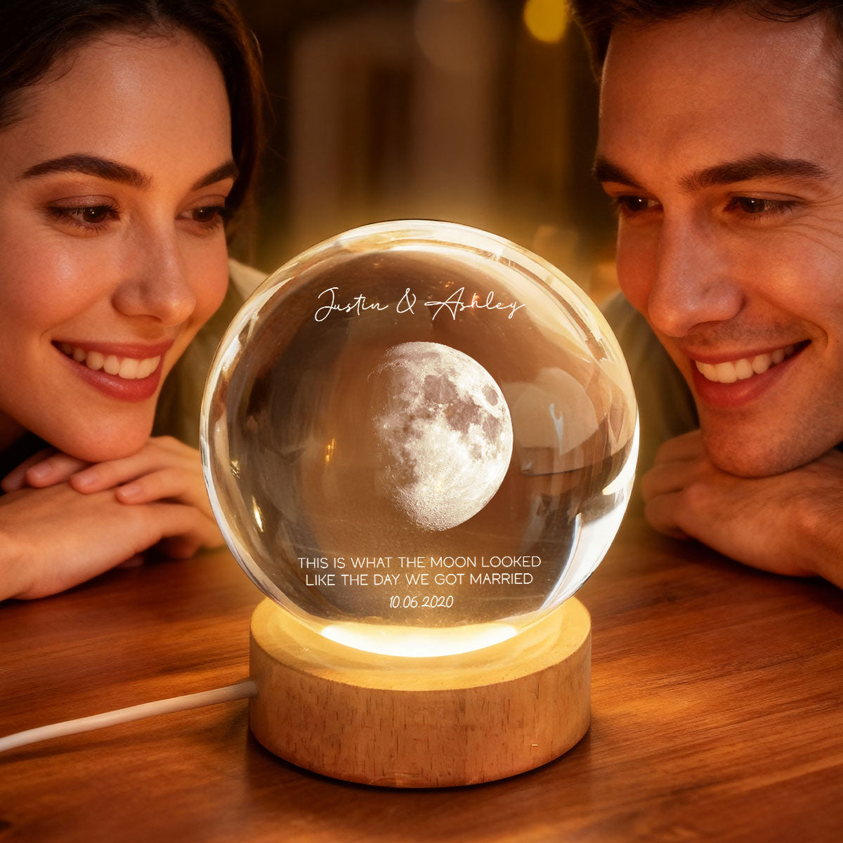 This is What the Moon Looks Like on Our Special Day - Personalized Crystal Ball LED Night Light - Sentimental Gift for Her, for Him