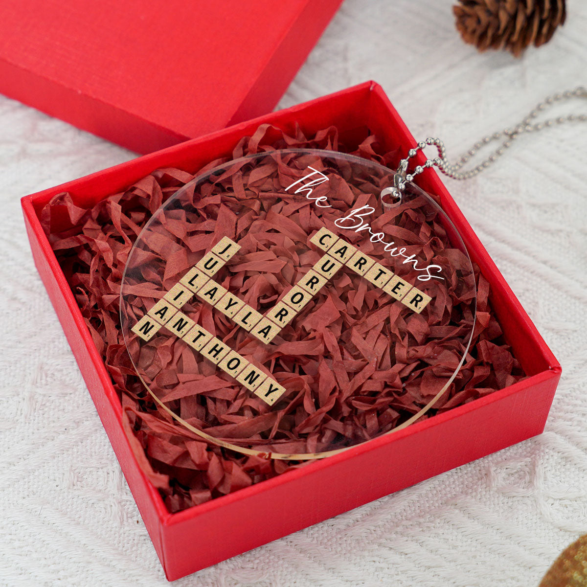 Family Crossword Puzzle Art - Personalized Acrylic Ornament