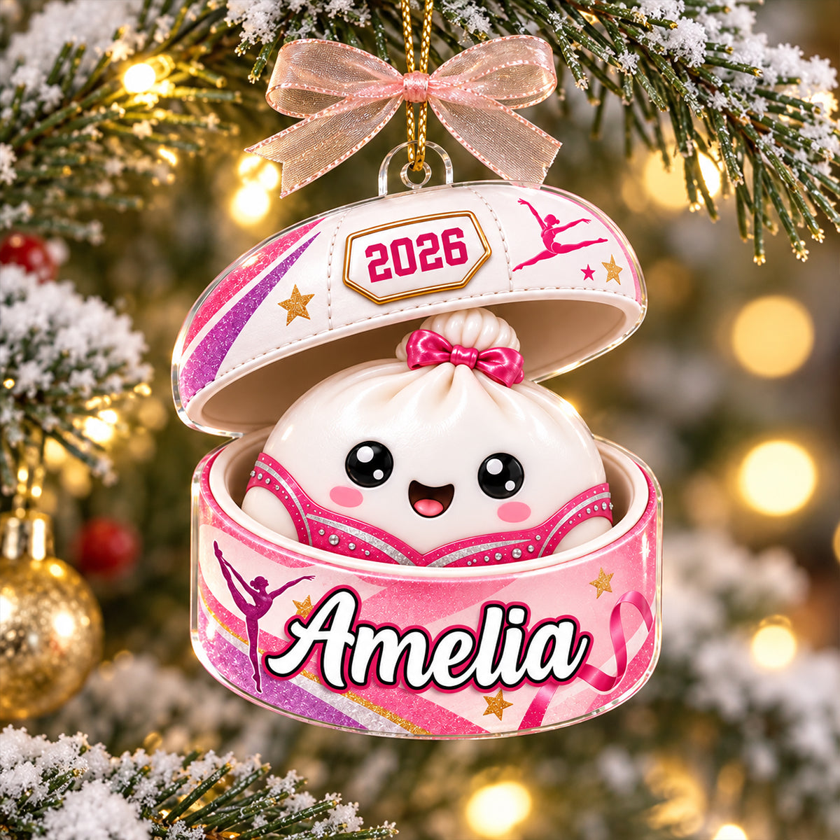 Custom Gymnastic Dumpling Squishy Style - Personalized Acrylic Ornament - Christmas Gift for Daughter, Granddaughter, Niece