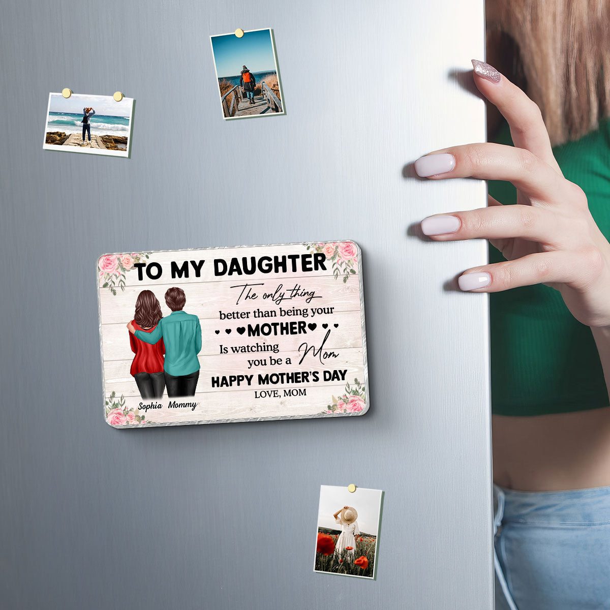 To My Daughter From Mom Happy Mother's Day Personalized Acrylic Fridge Magnet, Gift For Daughter