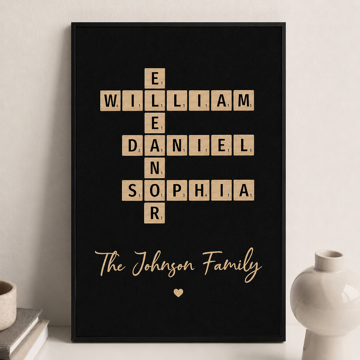 Family Crossword Art - Created In A Moment, Treasured Forever - Personalized Poster