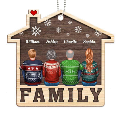 Family Sister Brother Sibling Sitting On Word Personalized Wooden Ornament