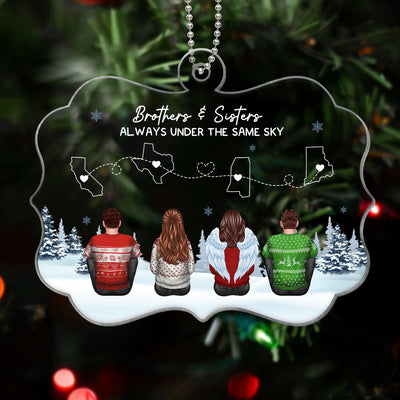Brothers & Sisters Always Under The Same Sky, Long Distance Siblings Personalized Acrylic Ornament, Togetherness Christmas Gift