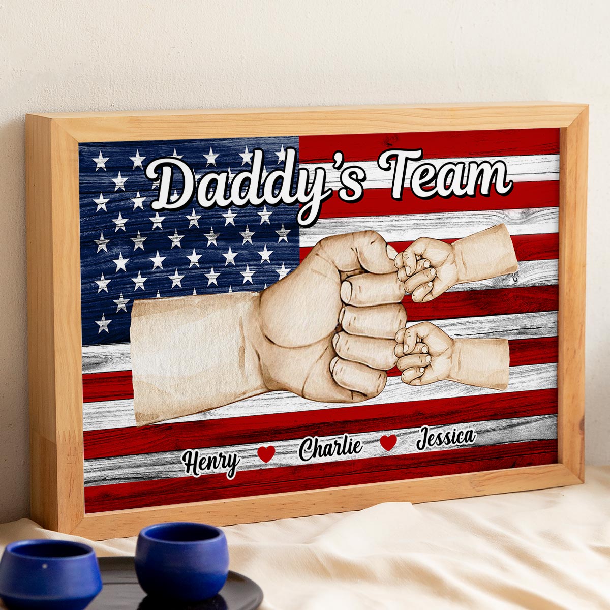 Nation Flag Daddy‘s Team Fist Bump Gift For Dad Personalized Horizontal Poster