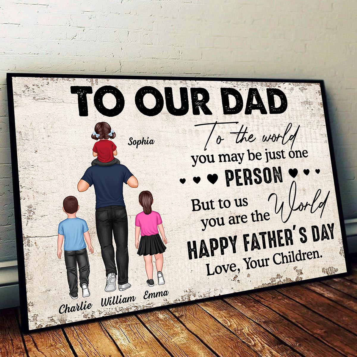To My Dad Piggy Back Personalized Horizontal Poster