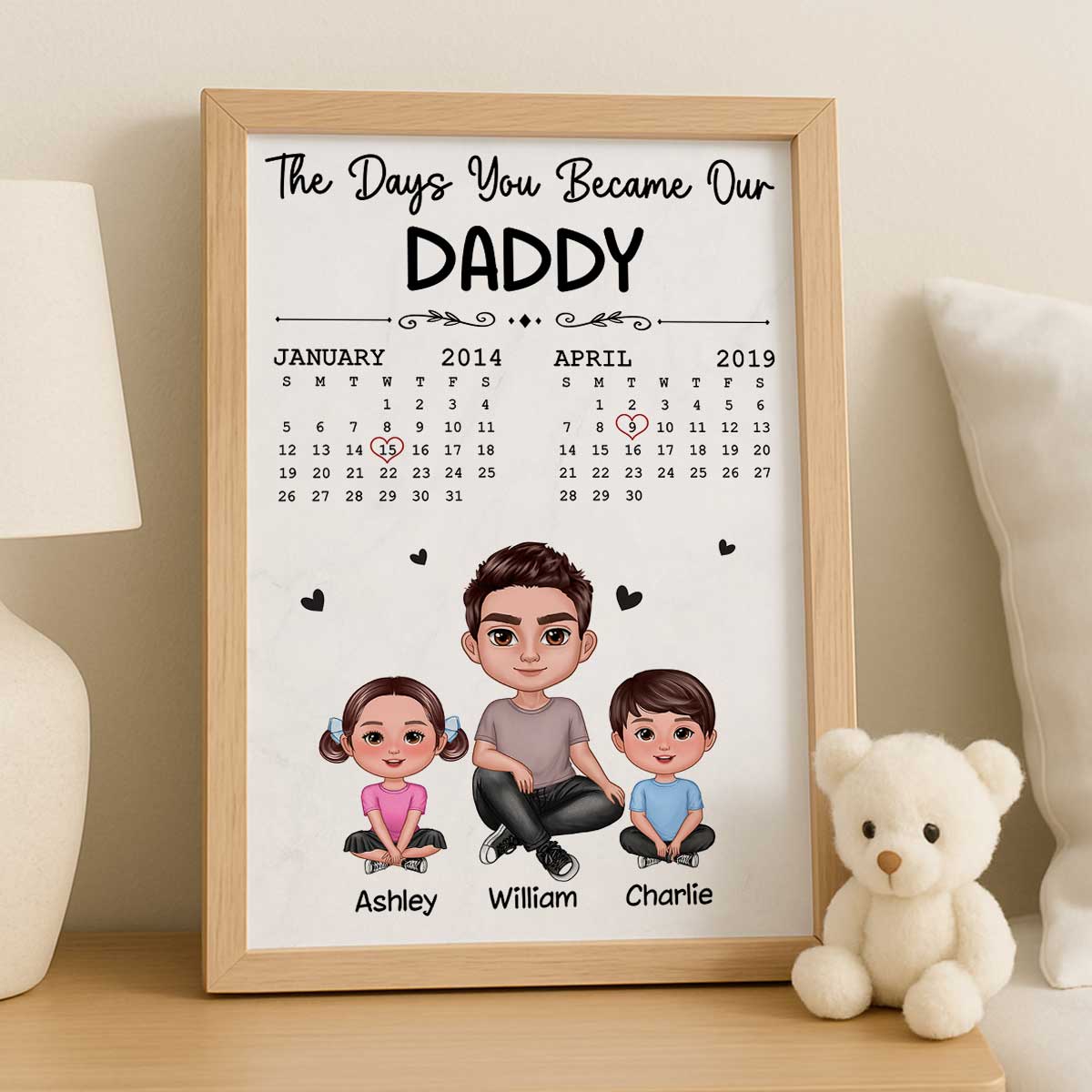 The Days You Became Our Dad Man & Doll Kids Personalized Poster, Gift For Dad