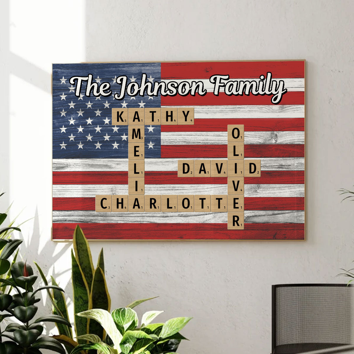 Nation Flag Theme Family Bond Crossword Puzzle Art Home Decor Personalized Poster