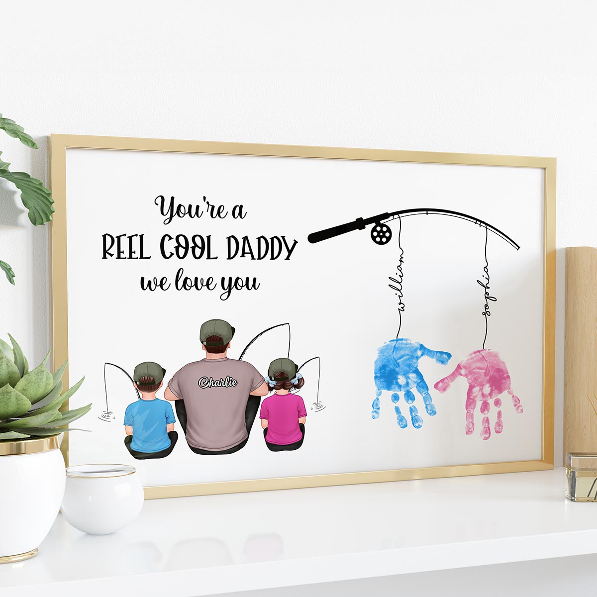 Reel Cool Daddy DIY Handprint Gift For Dad And Grandpa, Fishing Lover, Birthday Gift