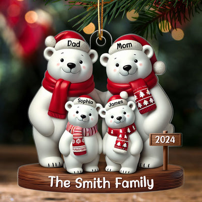 Polar Bears Christmas Family Personalized Acrylic Ornament