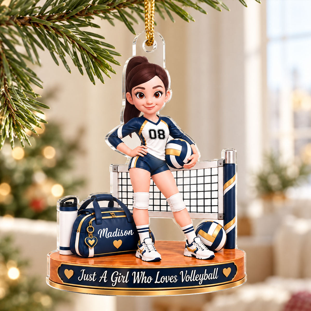 Just a Girl Who Loves Volleyball - Personalized Acrylic Ornament - Christmas Gift for Daughter, Granddaughter