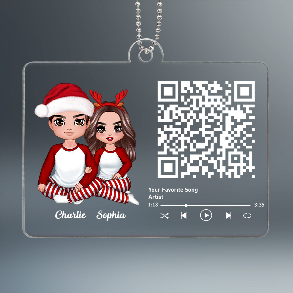Custom Couple Song Scannable QR Code Personalized Christmas Acrylic Ornament