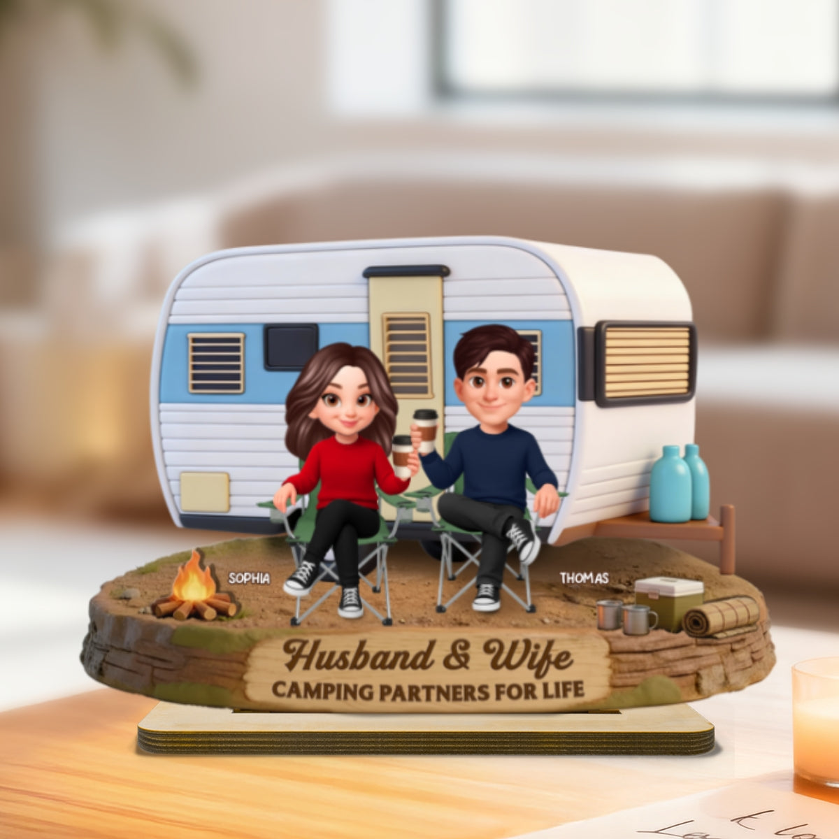 Eternal Love Couple Camping Partners For Life - Personalized 2-Layered Wooden Plaque - Valentine's Day Gift For Couple, For Campers