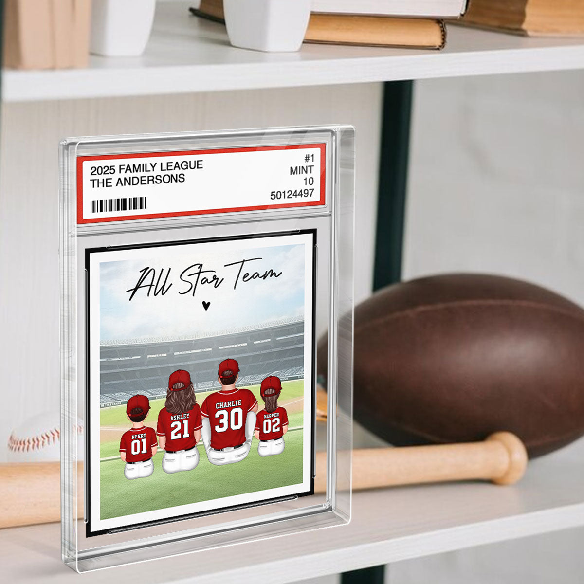 Baseball Family All Star Team Trading Card Style Personalized Acrylic Block Plaque