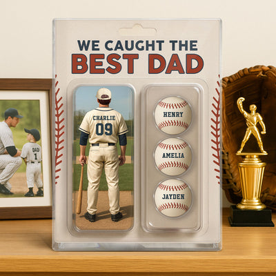 We Caught The Best Dad Grandpa Baseball Lover Realistic Figure Style Personalized Acrylic Block Plaque