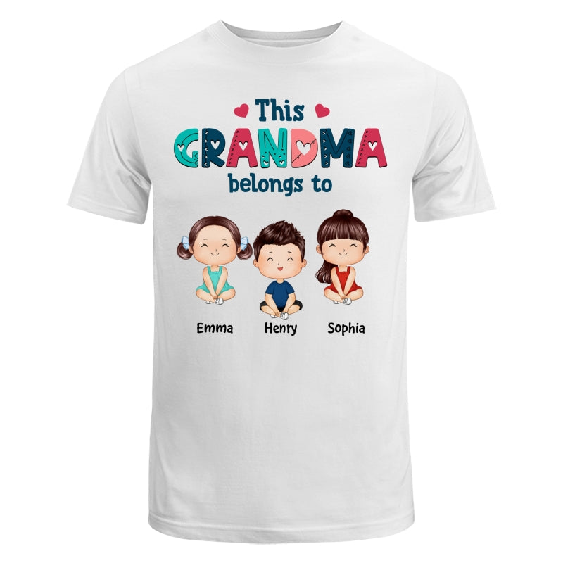 Doodle Pattern This Grandma Mom Belongs To Doll Kids Watercolor Style Personalized Shirt