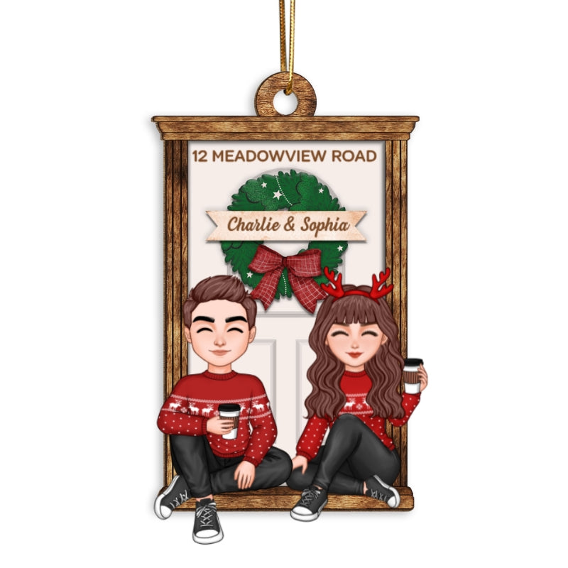 First Christmas New Home Doll Couple Personalized Wooden Ornament