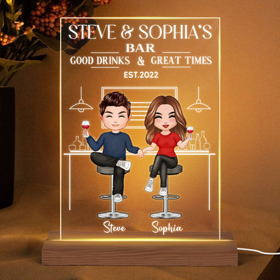 Bar Good Drinks Great Times Personalized Plaque LED Night Light