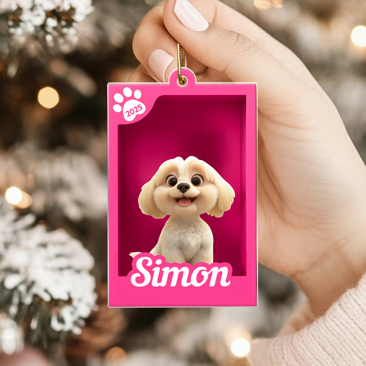 Cute Pet In Toy Box - Personalized Acrylic Ornament - Christmas Gift For Dog Cat Lovers