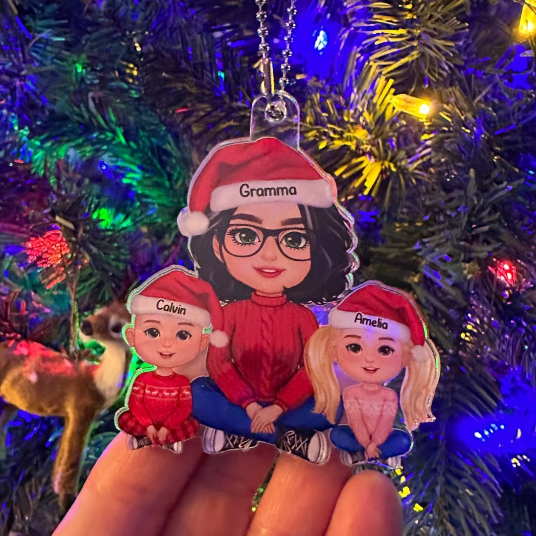 Grandma & Grandkid Christmas Gift For Granddaughter Grandson - Personalized Acrylic Ornament - Gift For Granddaughter, Grandson