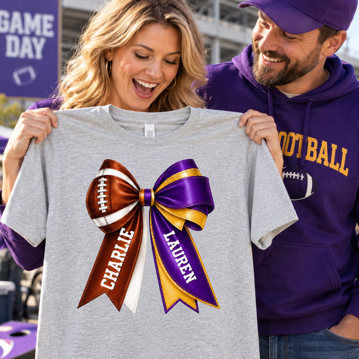 Custom Football & Cheer Name - Personalized Shirt - Game Day Shirt, Football Girlfriend Shirt, Cheer Mom Shirt