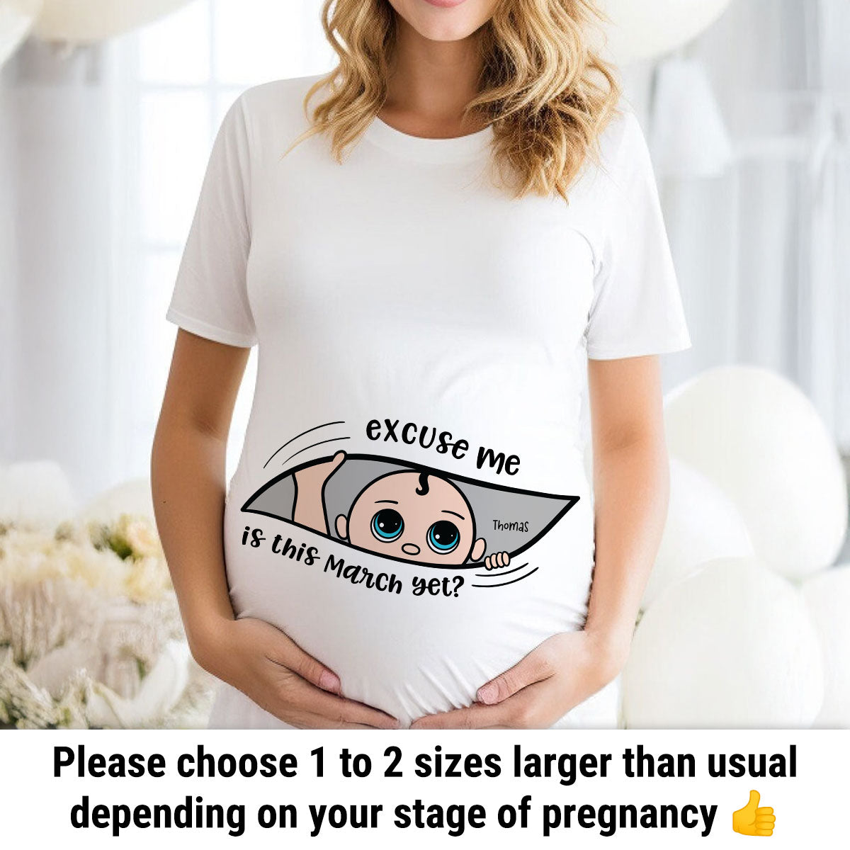 Excuse Me Is It Yet, Pregnancy Announcement, - Personalized Shirt