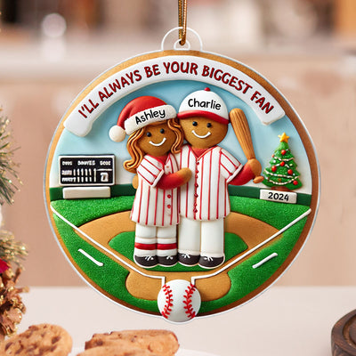 3D Effect Baseball Gingerbread Always Your Biggest Fan Personalized Acrylic Ornament