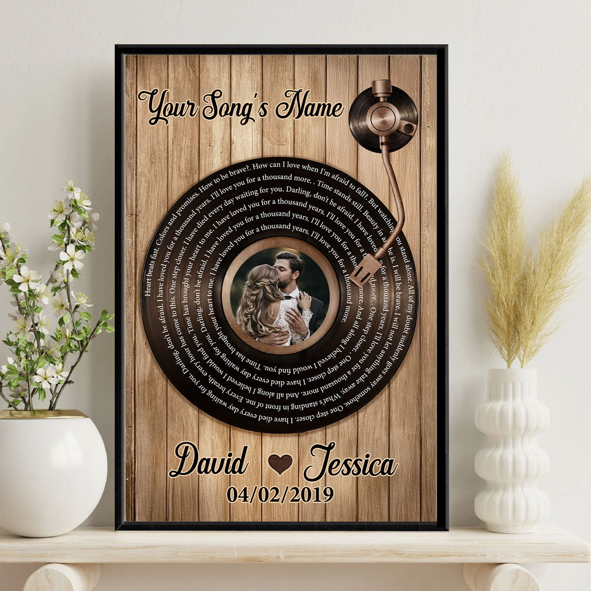 Upload Photo Vinyl Record Custom Song Lyrics Personalized Poster, Anniversary Wedding  Gift For Her, For Him, For The Couple
