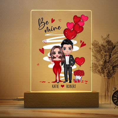 Be Mine Doll Dressed Up Couple Personalized Plaque LED Night Light - Gift For Him Gift For Her