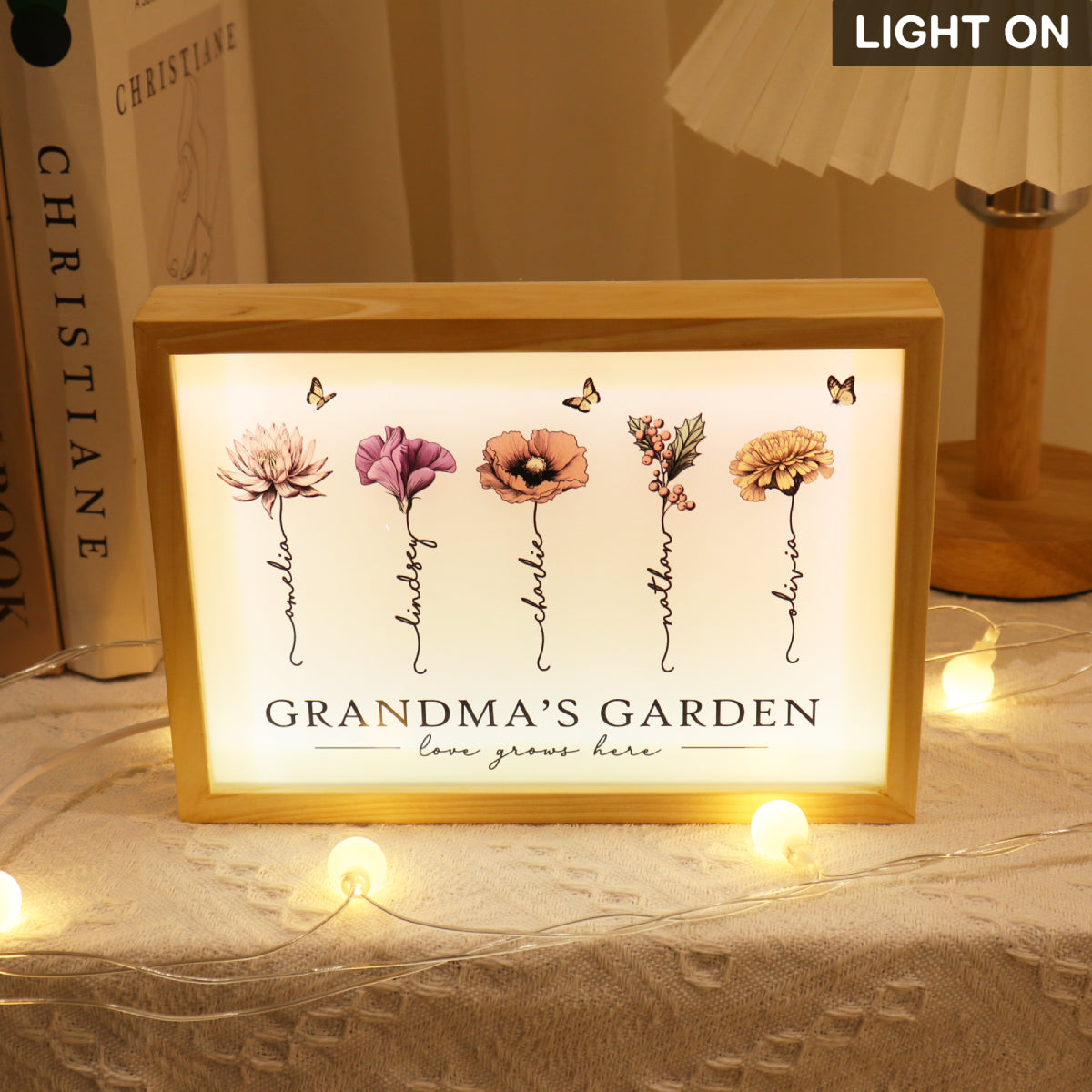 Grandma‘s Garden Love Grows Here Unique Gift For Mom Grandma Personalized Luminous Frame Light Box