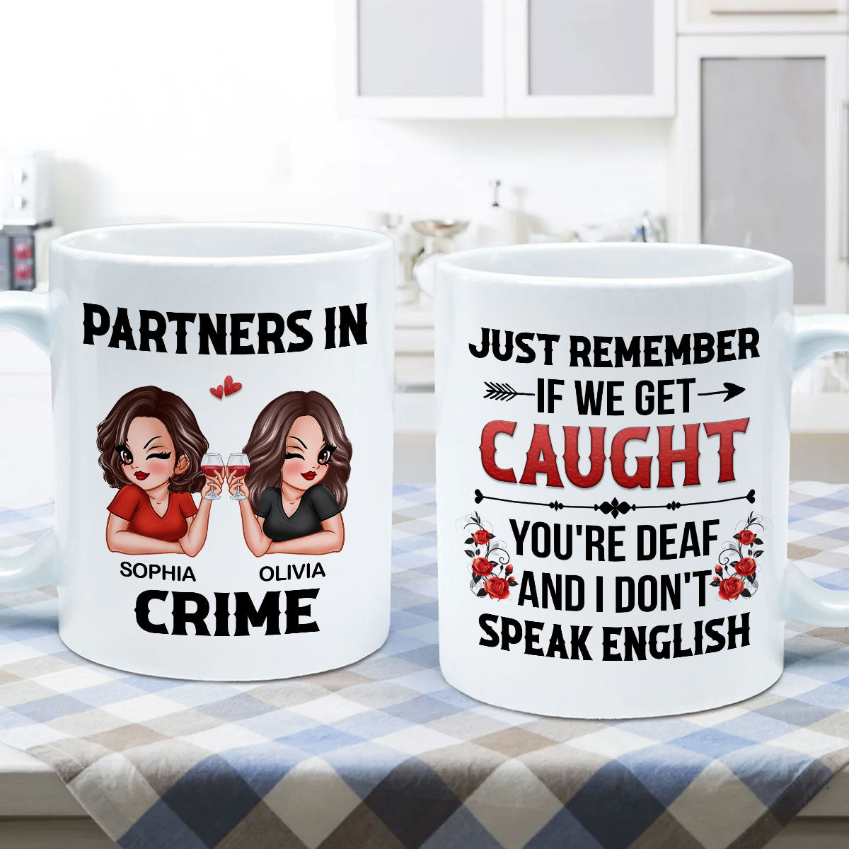 Partner In Crime Besties Funny Friendship Gift Best Friend Personalized Mug