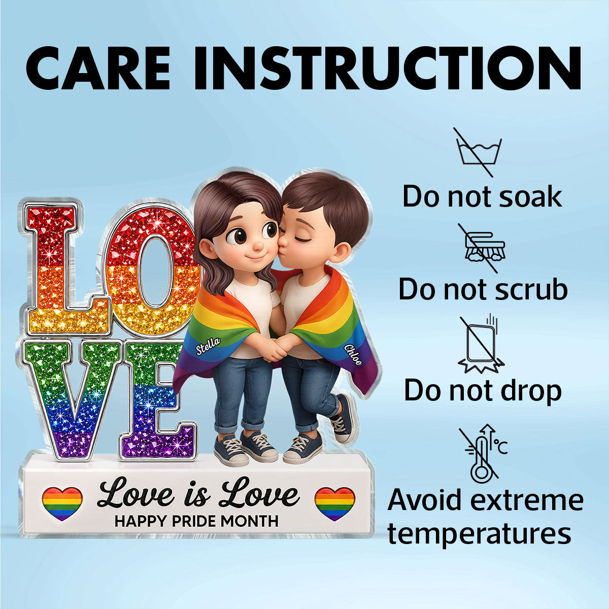 トップス L.G.B./LOVE-2/HSC/M LGBT+ Couple Love Is Love - Personalized Acrylic Block Plaque
