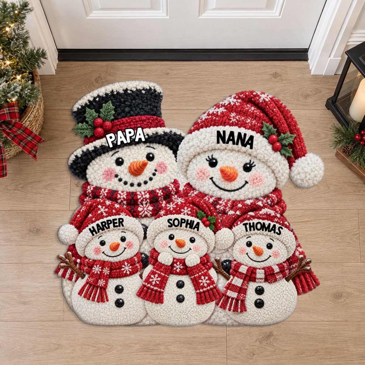 Christmas Cute Snowman 2D Flat Printed - Personalized Doormat - Christmas Decor For Family, Grandparents
