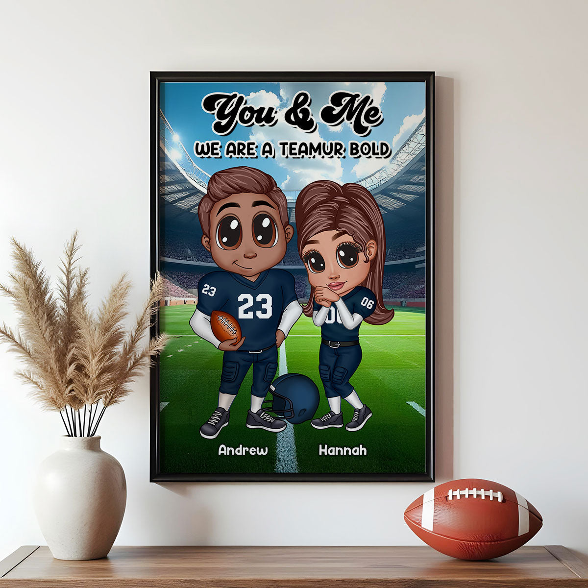 American Football Couple Y2K Style Personalized Poster,  Gift For Couples