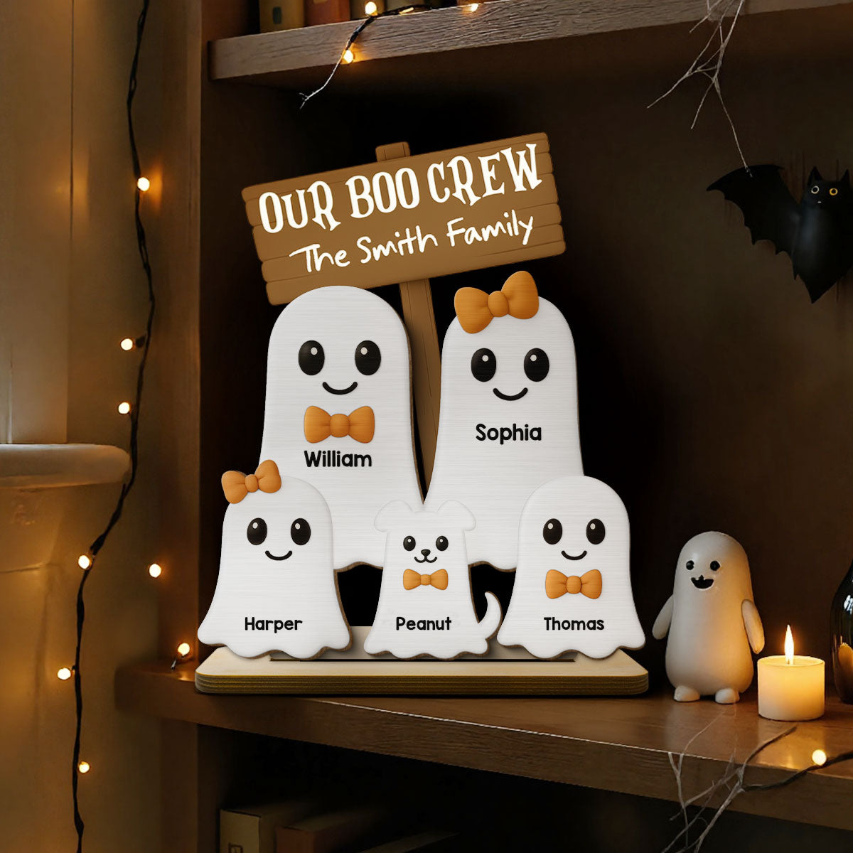 Halloween Boo Family - Personalized 2-Layered Wooden Plaque