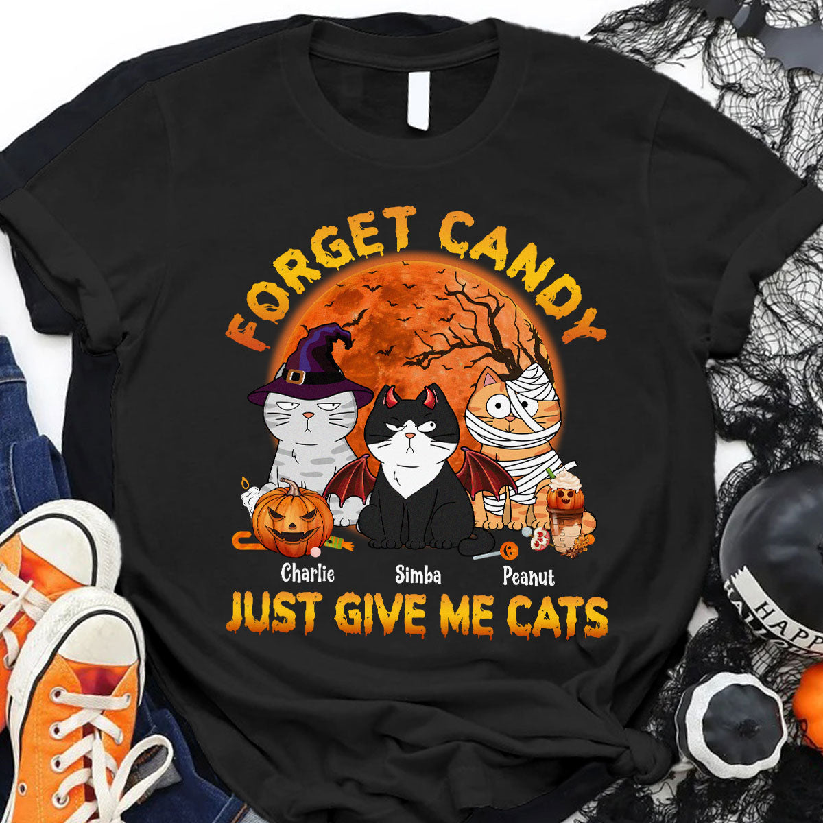 Forget Candy Just Give Me Cats Funny Personalized Shirt