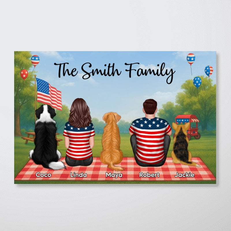 American Family In Park Picnic 4th Of July Personalized Poster