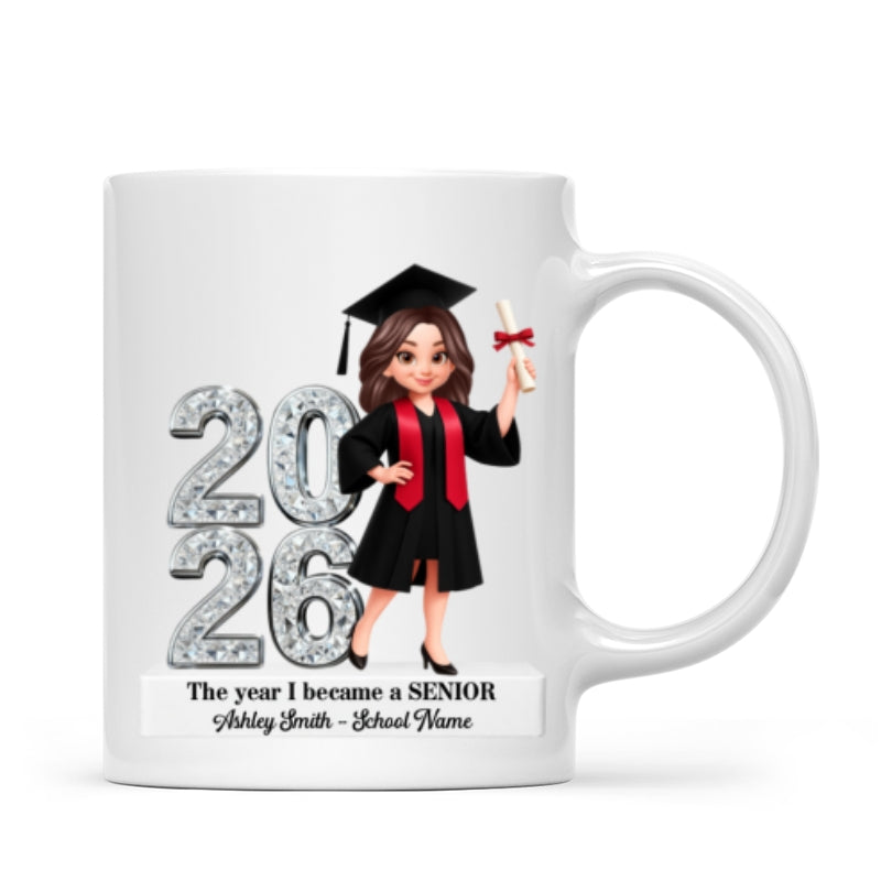 The Year I Became A Senior - Personalized Mug - Christmas Gift For Seniors, Daughter, Son, Granddaughters, Grandsons