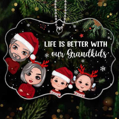 Christmas Peeking Doll Grandma Grandpa Kids Gift For Grandma Grandpa Personalized Acrylic Ornament