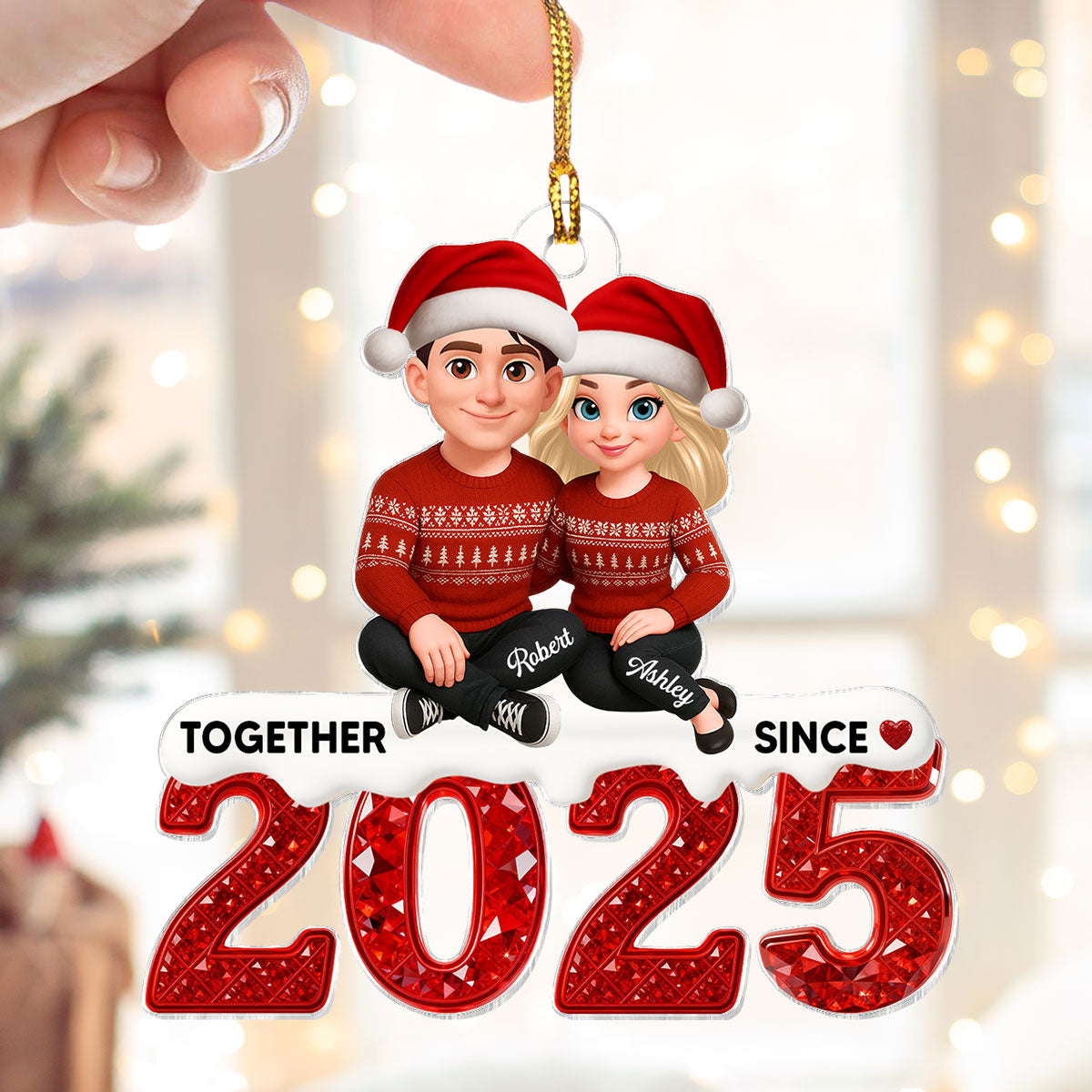 3D Effect Shining Effect Beautiful Couple Together Since Custom Year - Personalized Acrylic Ornament