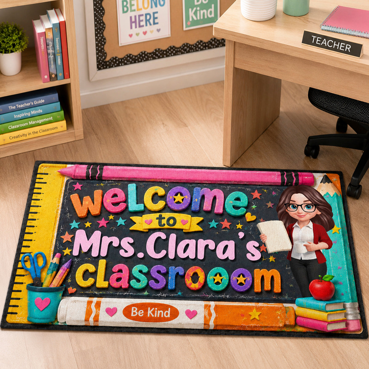 Be Kind Warm Welcome Teacher - Personalized Doormat - Back To School Gift For Teacher, Classroom Decor