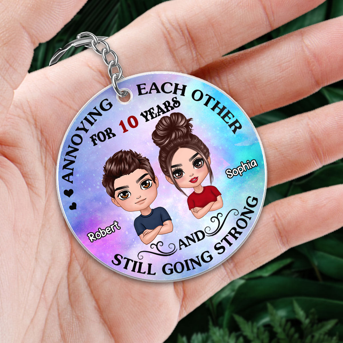Doll Couple Annoying Each Other Favorite Song Scannable QR Code Personalized Acrylic Keychain