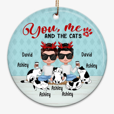 Doll Couple And Cats Personalized Circle Ornament