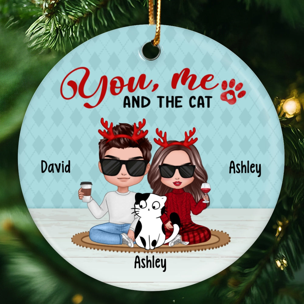 Doll Couple And Cats Personalized Circle Ornament