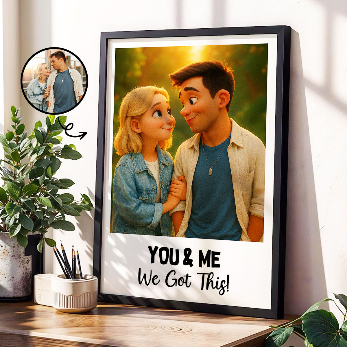 Custom Couple Art Print Personalized Photo Upload Poster, Gift for Couples, Best Friends, Family