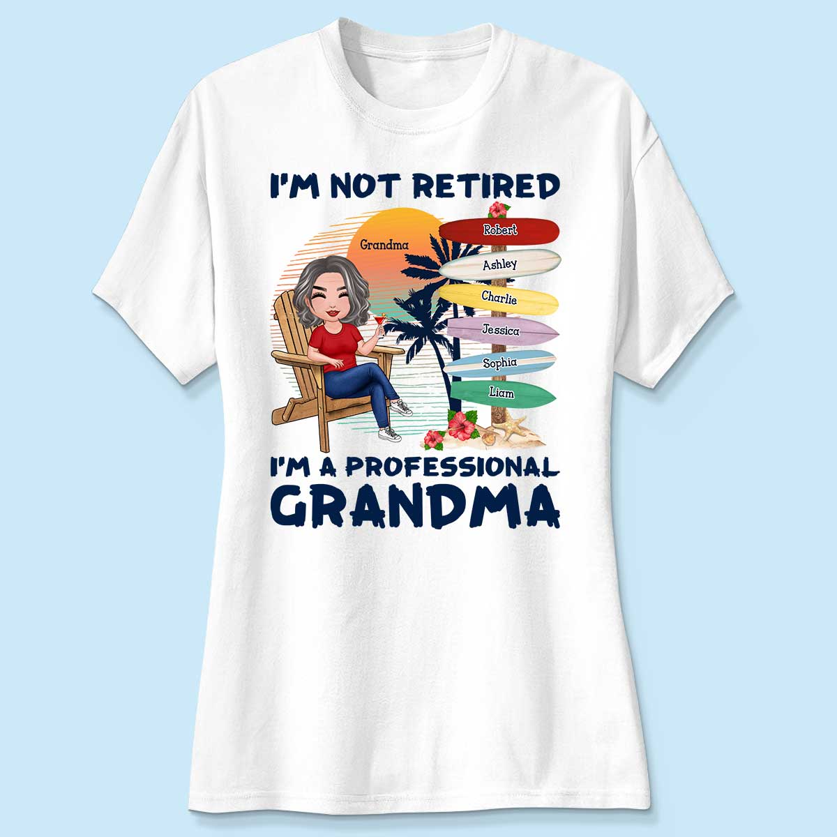Retired Grandma Kids Names Sign Personalized Shirt