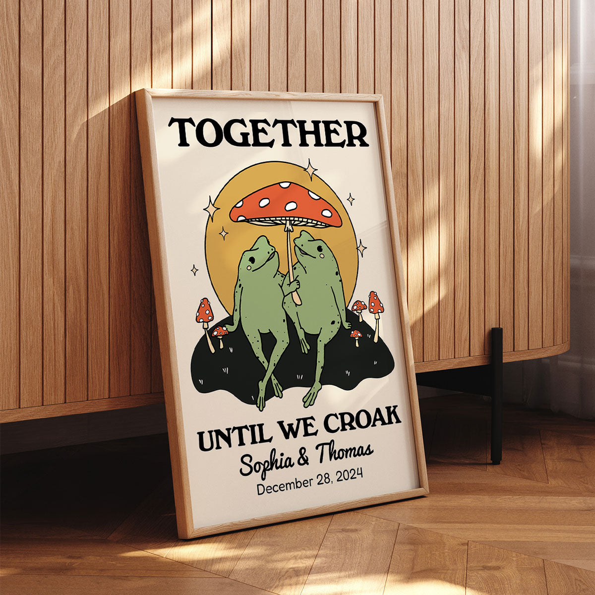 Frog Couple Together Until We Croak Vintage Anniversary Gift Personalized Poster